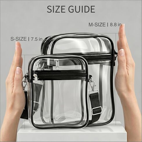 Clear Bag for Stadium Events Approved, Transparent Crossbody Purse, Clear Messenger Bag for Concerts Sports Festivals | Thick PVC in Kuwait