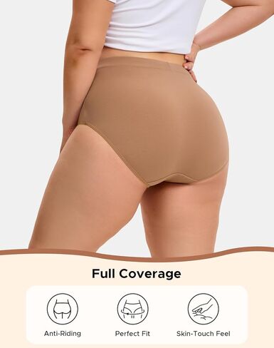 INNERSY Womens Plus Size Cotton Underwear High Waisted Briefs Panties 4-Pack in Kuwait