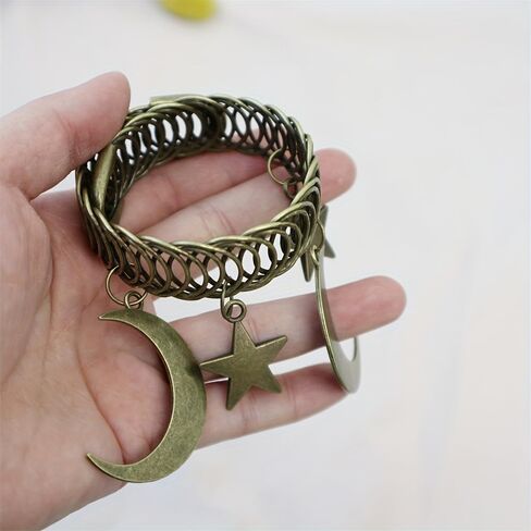 1 Pc Vintage Star Moon Metal Curtain Tiebacks Decorative Curtain Holdbacks for Living Room Bedroom Study Home Interior Decoration Accessories (Copper) in Kuwait