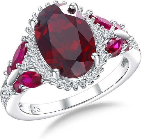 AIBAO Large Oval Engagement Rings for Women Sterling Silver Created Sapphire/Ruby/Aquamarine/Emerald/Amethyst/Alexandrite/CZ Butterfly Halo Ring Birthstone Rings Jewelry Size 6 to 10 in Saudi Arabia
