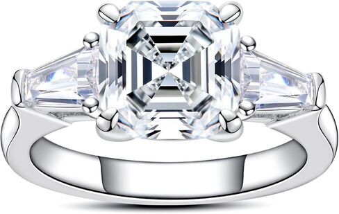 3CT-3.5CT Cubic Zirconia Round/Cushion/Asscher Cut 3 Stone Engagement Wedding Rings 5A Grade D Color VVS1 Simulated Diamond CZ Promise Anniversary Rings for Women in Saudi Arabia