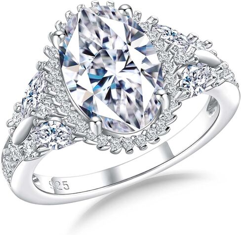 AIBAO Large Oval Engagement Rings for Women Sterling Silver Created Sapphire/Ruby/Aquamarine/Emerald/Amethyst/Alexandrite/CZ Butterfly Halo Ring Birthstone Rings Jewelry Size 6 to 10 in Saudi Arabia
