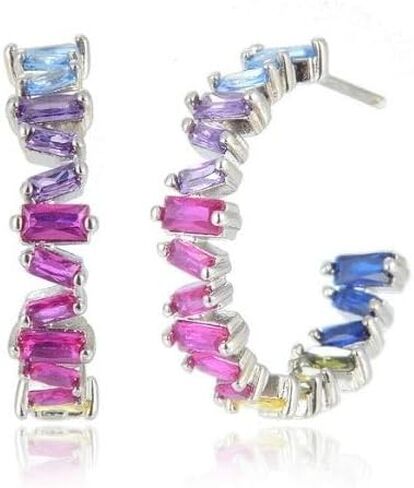 RIZILIA Multi-Color Jewelry Set - Tennis Bracelet & Hoop Earrings in Kuwait
