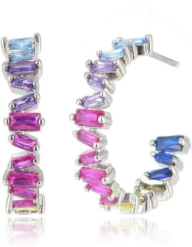 RIZILIA Multi-Color Jewelry Set - Tennis Bracelet & Hoop Earrings in Kuwait