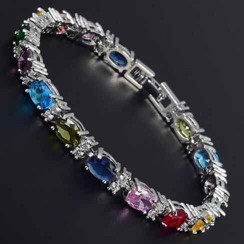RIZILIA Multi-Color Jewelry Set - Tennis Bracelet & Hoop Earrings in Kuwait