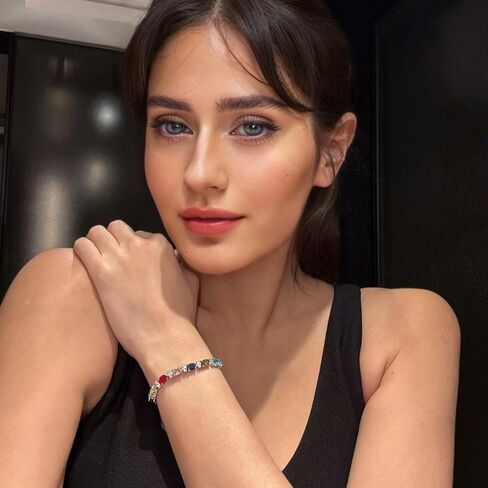 RIZILIA Multi-Color Jewelry Set - Tennis Bracelet & Hoop Earrings in Kuwait