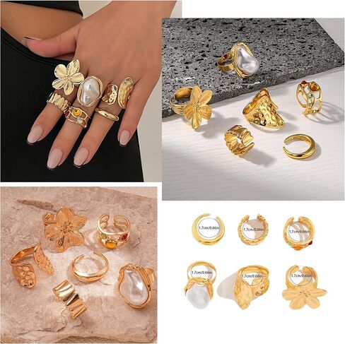42 Pcs Chunky Gold Jewelry Set for Women Layered Chain Bracelets Hoop Earrings Stackable Ring Fashion Jewelry Set for Women in Saudi Arabia