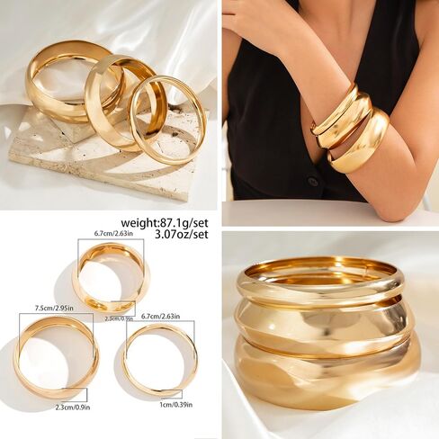 42 Pcs Chunky Gold Jewelry Set for Women Layered Chain Bracelets Hoop Earrings Stackable Ring Fashion Jewelry Set for Women in Saudi Arabia