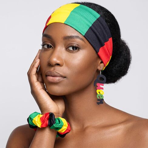 Mantveil 6 Pcs Juneteenth Accessories for Women, African Headband Square Sunglasses Rasta Beaded Bracelets Jamaica Necklace Earrings Black History Month Jewelry Set in Saudi Arabia