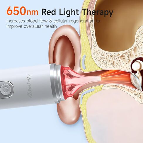 Renergy Ear Dryer, Rechargeable Ear Water Drying Aid with Red Light Therapy, Electric Ear Water Remover with 3 Airflow Modes & Massage for Dry Ears, Swimmers, Showers, Water Sports, Hearing Aid Use in Saudi Arabia