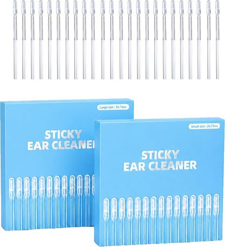 48 pcs Sticky Ear Cleaning Stick, Reusable Ear Cleaning Tools with Soft Rubber Head, Gentle Adhesive Ear Pick for Ear Wax Cleaning, Adhesive Ear Cleaning Sticks for All Ages in Saudi Arabia