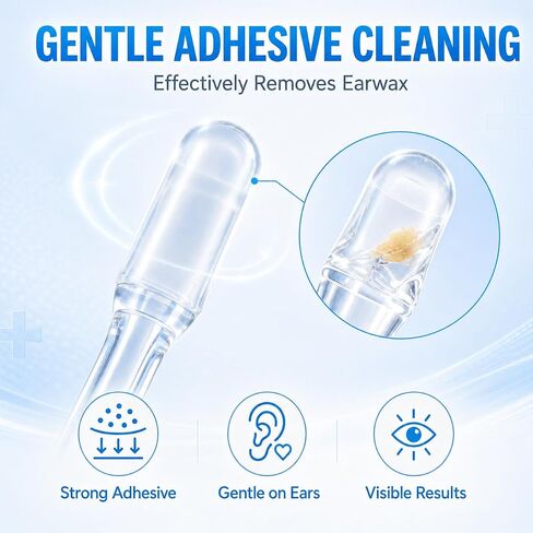 48 pcs Sticky Ear Cleaning Stick, Reusable Ear Cleaning Tools with Soft Rubber Head, Gentle Adhesive Ear Pick for Ear Wax Cleaning, Adhesive Ear Cleaning Sticks for All Ages in Saudi Arabia