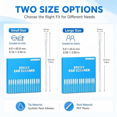 48 pcs Sticky Ear Cleaning Stick, Reusable Ear Cleaning Tools with Soft Rubber Head, Gentle Adhesive Ear Pick for Ear Wax Cleaning, Adhesive Ear Cleaning Sticks for All Ages in Saudi Arabia