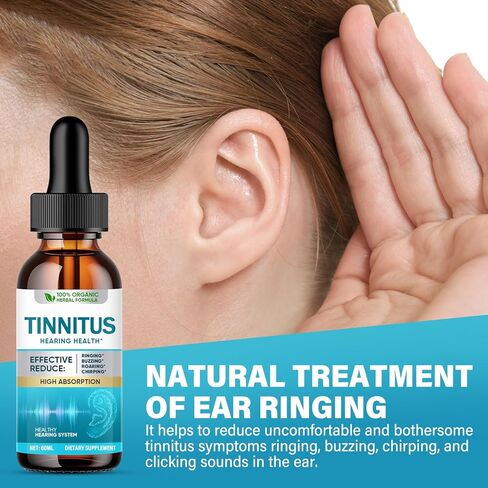 Tinnitus Relief for Ringing Ears, Natural Tinnitus Support Drops, Effective Support for Men & Women, 2 Fl Oz in Kuwait