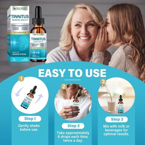 Tinnitus Relief for Ringing Ears, Natural Tinnitus Support Drops, Effective Support for Men & Women, 2 Fl Oz in Kuwait