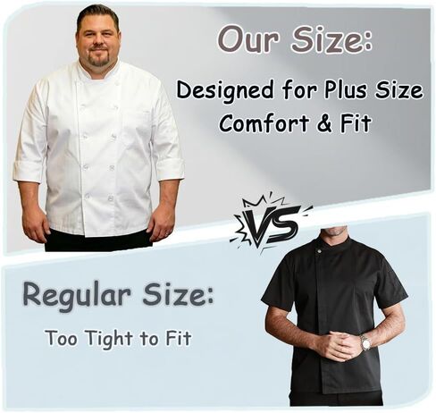 Plus Size Chef Coat Three-Quarter Sleeve for Big and Tall Chef, Camisas de Chef Para Hombre Talla Grande,Big Size Only. in Kuwait