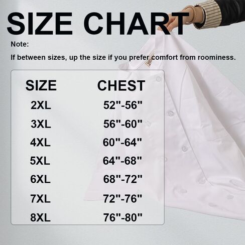 Plus Size Chef Coat Three-Quarter Sleeve for Big and Tall Chef, Camisas de Chef Para Hombre Talla Grande,Big Size Only. in Kuwait