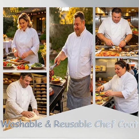 Plus Size Chef Coat Three-Quarter Sleeve for Big and Tall Chef, Camisas de Chef Para Hombre Talla Grande,Big Size Only. in Kuwait