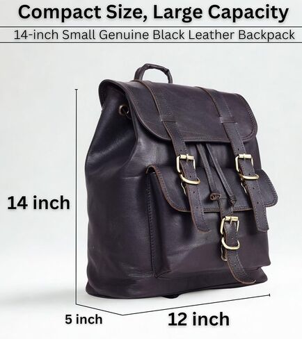 Black Leather Backpack for Women – Vintage Genuine Leather Rucksack Ladies Bookbag for Work, Travel & Everyday Use in Saudi Arabia