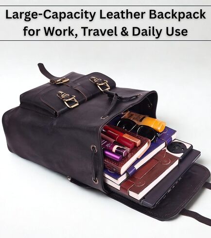 Black Leather Backpack for Women – Vintage Genuine Leather Rucksack Ladies Bookbag for Work, Travel & Everyday Use in Saudi Arabia