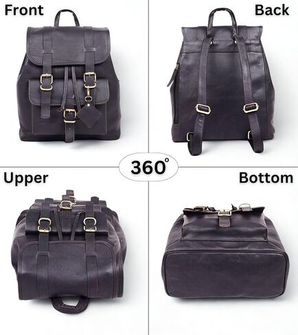 Black Leather Backpack for Women – Vintage Genuine Leather Rucksack Ladies Bookbag for Work, Travel & Everyday Use in Saudi Arabia