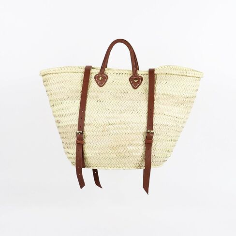 French basket with leather strap, Carry Sunshine Everywhere, Straw backpack, Beach bag, Hipster backpack in Kuwait