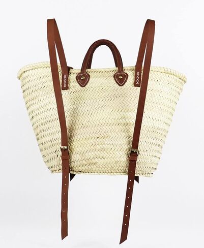 French basket with leather strap, Carry Sunshine Everywhere, Straw backpack, Beach bag, Hipster backpack in Kuwait