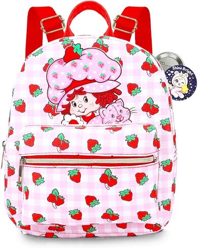 حقيبة ظهر صغيرة Strawberry Shortcake - حقيبة ظهر صغيرة حصرية من الجلد الصناعي مقاس 10 بوصات مع جيب أمامي وحزمة أزرار | يمكن تعديلها لتناسب النساء والمراهقين والفتيات والأطفال in Kuwait