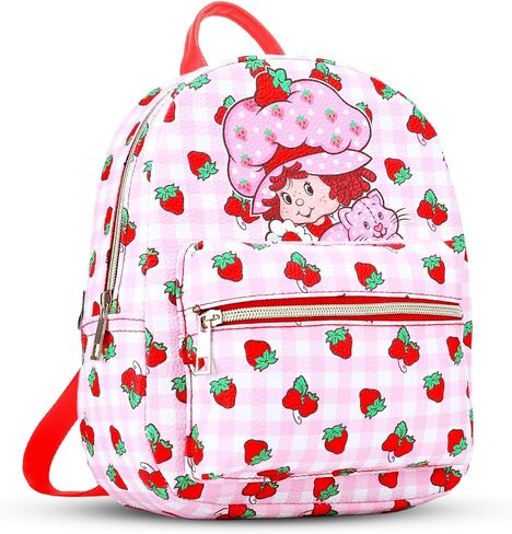 حقيبة ظهر صغيرة Strawberry Shortcake - حقيبة ظهر صغيرة حصرية من الجلد الصناعي مقاس 10 بوصات مع جيب أمامي وحزمة أزرار | يمكن تعديلها لتناسب النساء والمراهقين والفتيات والأطفال in Kuwait