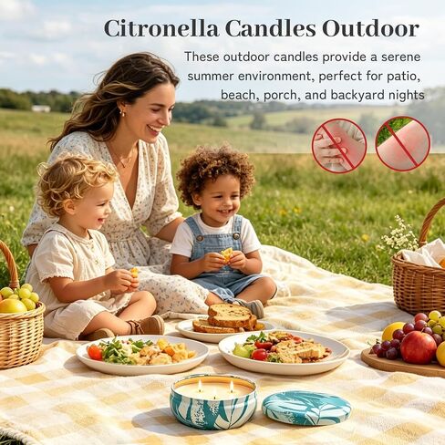Citronella Candles Outdoor, Large Citronella Candles with Lids 36 OZ 3 Wicks Natural Soy Wax 240 Hours Long Lasting Burning Summer Candle for Patio Garden Yard Balcony Camping Party Indoor, 3 Packs in Saudi Arabia