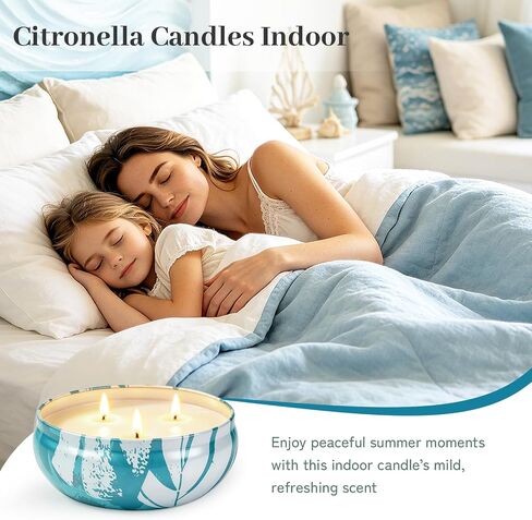 Citronella Candles Outdoor, Large Citronella Candles with Lids 36 OZ 3 Wicks Natural Soy Wax 240 Hours Long Lasting Burning Summer Candle for Patio Garden Yard Balcony Camping Party Indoor, 3 Packs in Saudi Arabia