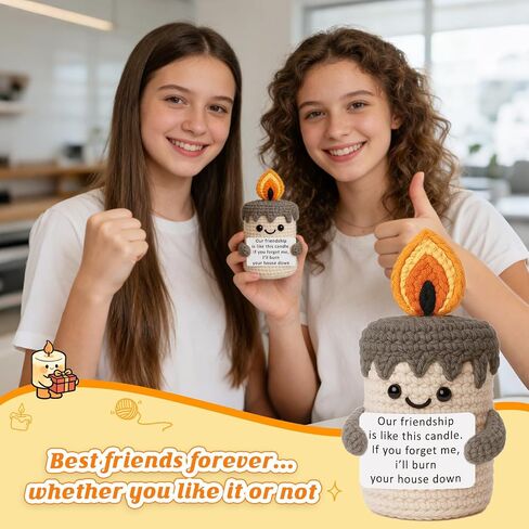 Funny Best Friend Birthday Gifts for Women Men, Handmade Crochet Candle Decor, Sarcastic Friendship Presents for Bestie Sister, Cute Birthday Christmas Gag Gift, Dark Humor Desk Accessories in Kuwait