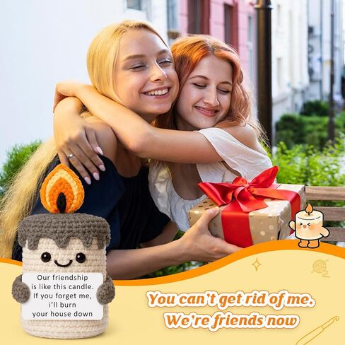 Funny Best Friend Birthday Gifts for Women Men, Handmade Crochet Candle Decor, Sarcastic Friendship Presents for Bestie Sister, Cute Birthday Christmas Gag Gift, Dark Humor Desk Accessories in Kuwait