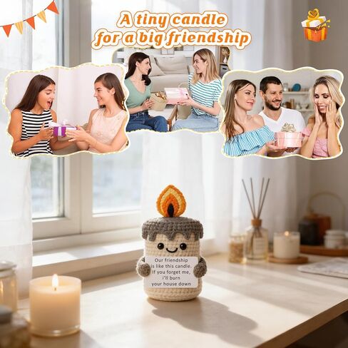 Funny Best Friend Birthday Gifts for Women Men, Handmade Crochet Candle Decor, Sarcastic Friendship Presents for Bestie Sister, Cute Birthday Christmas Gag Gift, Dark Humor Desk Accessories in Kuwait