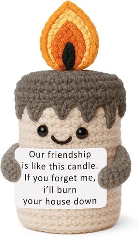 Funny Best Friend Birthday Gifts for Women Men, Handmade Crochet Candle Decor, Sarcastic Friendship Presents for Bestie Sister, Cute Birthday Christmas Gag Gift, Dark Humor Desk Accessories in Kuwait