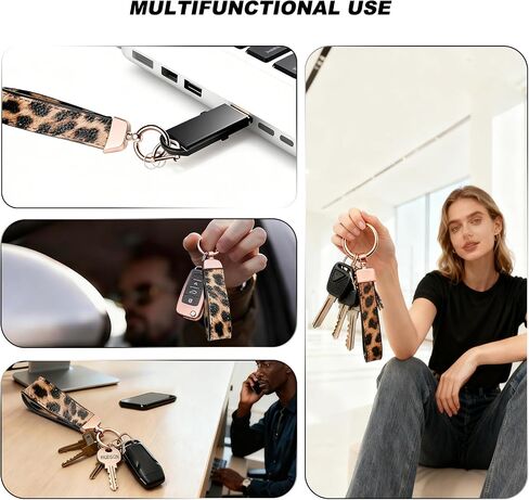 Leather & Woven Keychain Set with Wrist Strap, Key Organizer for Various Uses for Women in Saudi Arabia