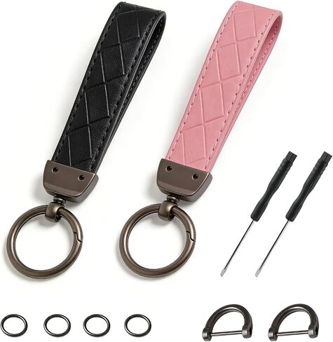 Leather & Woven Keychain Set with Wrist Strap, Key Organizer for Various Uses for Women in Saudi Arabia