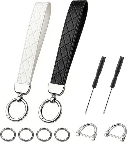 Leather & Woven Keychain Set with Wrist Strap, Key Organizer for Various Uses for Women in Saudi Arabia