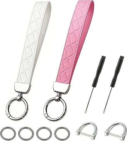 Leather & Woven Keychain Set with Wrist Strap, Key Organizer for Various Uses for Women in Saudi Arabia