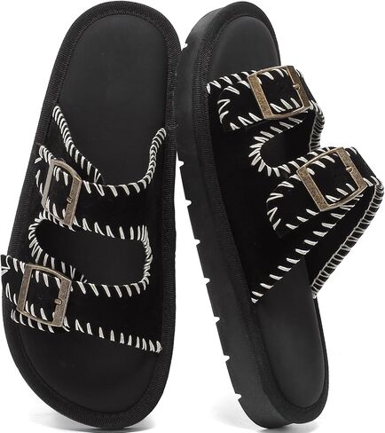 Sandals Women Comfortable Adjustable Buckle Mules Slide Sandals，Open Toe Slip On Summer Shoes for Casual，Slide Sandals Women for Casual Walking Outdoor Footwear Comfort Stud Flatform Sandals in Kuwait
