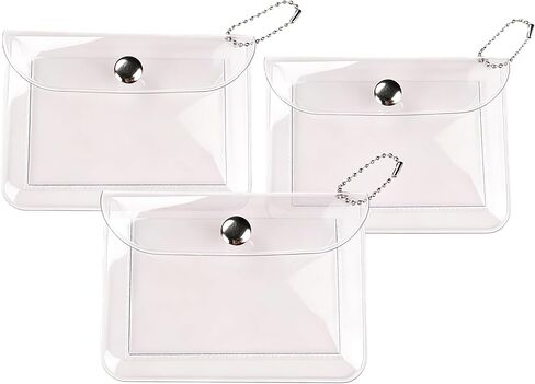 3 Pcs Clear Womens Card Holder Wallet Small Coin Purse Keychain Mini Change Pouch Credit Card Case Coin Purses and Pouches, Plastic PVC Coin Wallet(11.5 * 8cm） in Kuwait
