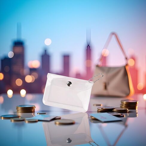 3 Pcs Clear Womens Card Holder Wallet Small Coin Purse Keychain Mini Change Pouch Credit Card Case Coin Purses and Pouches, Plastic PVC Coin Wallet(11.5 * 8cm） in Kuwait