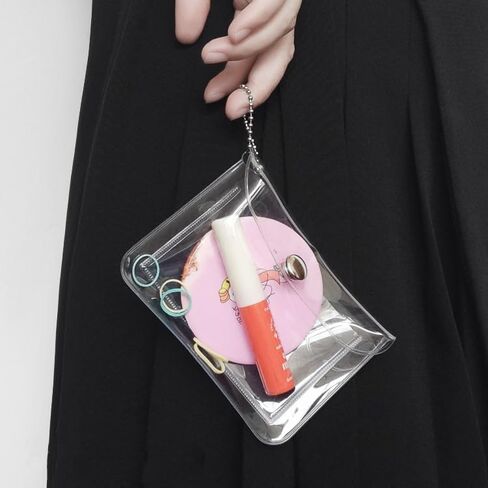 3 Pcs Clear Womens Card Holder Wallet Small Coin Purse Keychain Mini Change Pouch Credit Card Case Coin Purses and Pouches, Plastic PVC Coin Wallet(11.5 * 8cm） in Kuwait