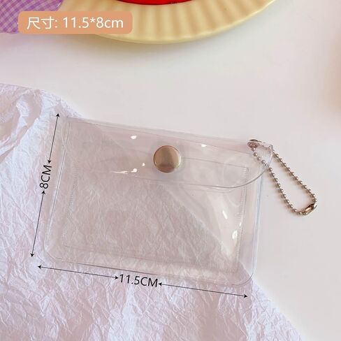 3 Pcs Clear Womens Card Holder Wallet Small Coin Purse Keychain Mini Change Pouch Credit Card Case Coin Purses and Pouches, Plastic PVC Coin Wallet(11.5 * 8cm） in Kuwait