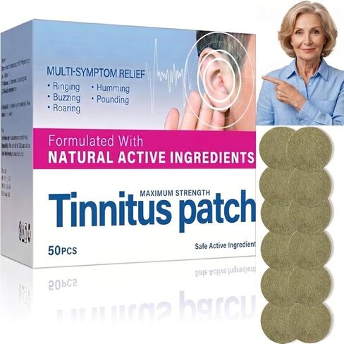 Tinnitus Relief for Ringing Ears, 50 Count Tinnitus Relief Patch, Natural Herbal Ear Support for Buzzing Roaring and Clicking, with Mild Formulation, Soothing Ear Health Patches for Men and Women in Saudi Arabia