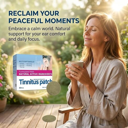 Tinnitus Relief for Ringing Ears, 50 Count Tinnitus Relief Patch, Natural Herbal Ear Support for Buzzing Roaring and Clicking, with Mild Formulation, Soothing Ear Health Patches for Men and Women in Saudi Arabia