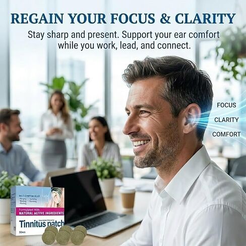 Tinnitus Relief for Ringing Ears, 50 Count Tinnitus Relief Patch, Natural Herbal Ear Support for Buzzing Roaring and Clicking, with Mild Formulation, Soothing Ear Health Patches for Men and Women in Saudi Arabia