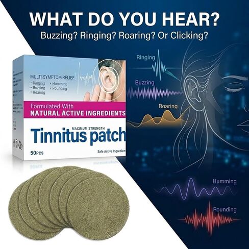 Tinnitus Relief for Ringing Ears, 50 Count Tinnitus Relief Patch, Natural Herbal Ear Support for Buzzing Roaring and Clicking, with Mild Formulation, Soothing Ear Health Patches for Men and Women in Saudi Arabia