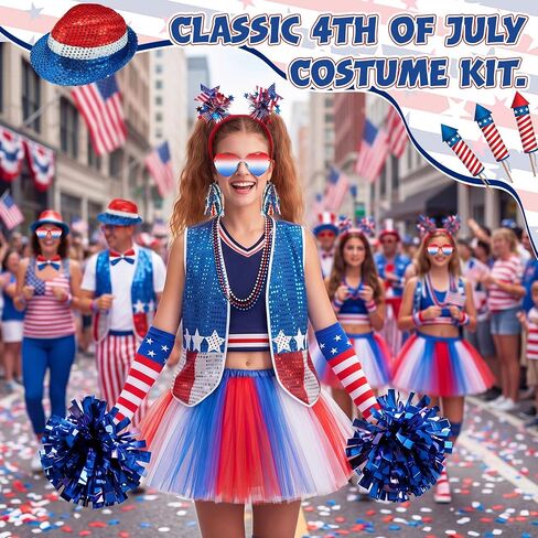 Unittype 18 Pcs 250 Years 4th of July Costume Set for Couple Patriotic Independence Day Party Women Men Multicolor in Kuwait