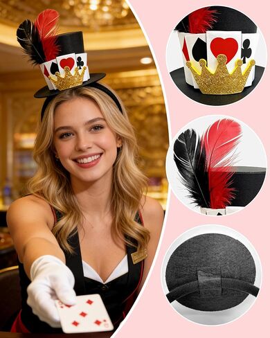 Poker Mini Top Hat Headband for Adults Party Halloween in Saudi Arabia
